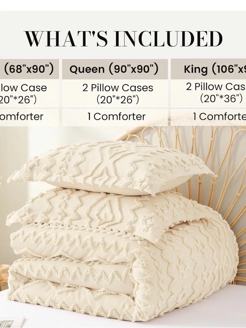 Amélie Home Tufted Boho Comforter Set Queen Size,